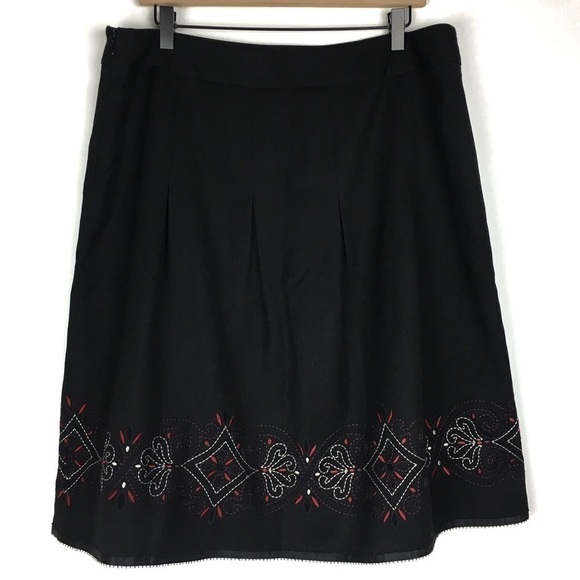 LOFT Skirt Full A Line Pleated Embroidered Southwestern Western Plus Size 14 - Picture 4 of 12
